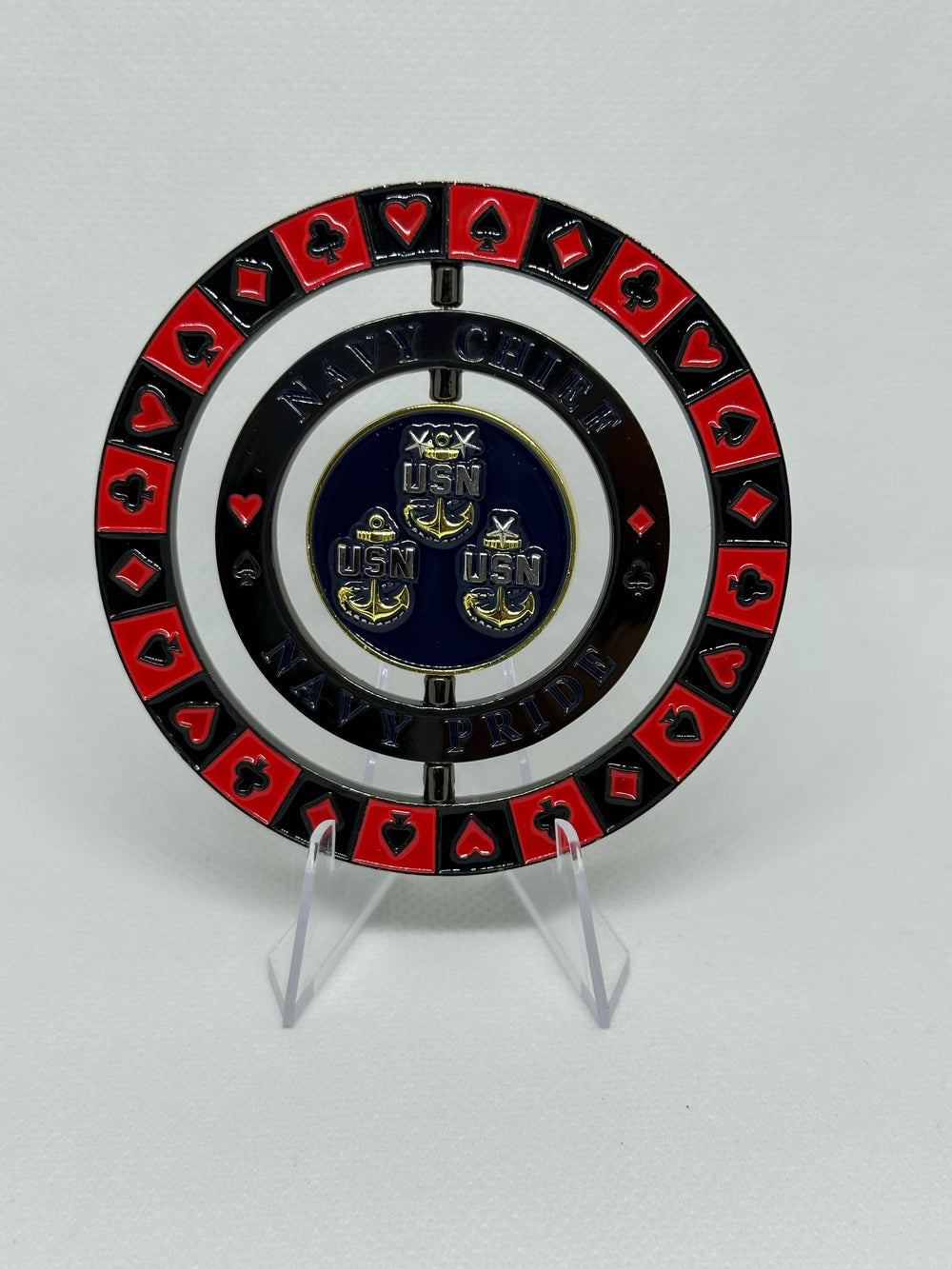 Navy Chief 3-piece Spinner Challenge Coin (Black Nickel)